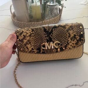 Michael Kors Snake Print Crossbody Bag - Tan and Black